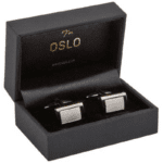 Oslo Jewellery Box for Cufflinks - Black Leatherette / Black Velour Interior