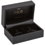 Oslo Jewellery Box for Cufflinks - Black Leatherette / Black Velour Interior - Image 2