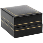 Bombay papuošalų dėžutė auskarams / auskarams-vinutėms / pakabukui – juoda dirbtinė oda su aukso įrankiais / juodas įdėklas - Image 2