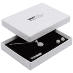 Boston Jewellery Box for Jewellery Set - White Linen-look Cardboard/ White-Black Foam
