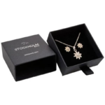 Stockholm ECO papuošalų dėžutė kabantiems auskarams / pakabukui – juodas faktūrinis kartonas / juodas porolonas - Image 3