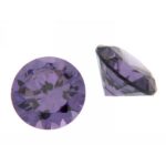 Round brilliant cut cubic zirconia in colour purple amethyst