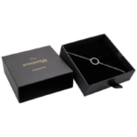 Stockholm ECO“ jewelry box for rigid bracelet – black „buckram“ cardboard / black foam - Image 5