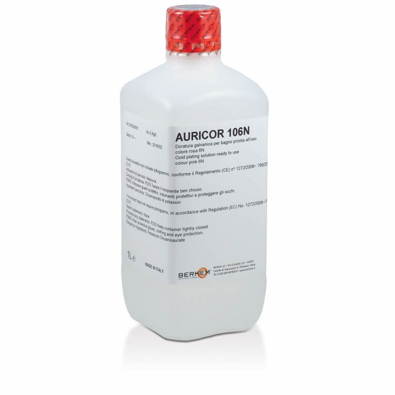 OR026901_Berkem_Alkaline gold flash solution Pink AURICOR 106N šarminis greitojo auksavimo elektrolitas, paruoštas naudoti, 1 l - Image 1