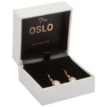 Oslo Jewellery Box for Earrings / Small Pendant - White Leatherette /  Black Velour Interior