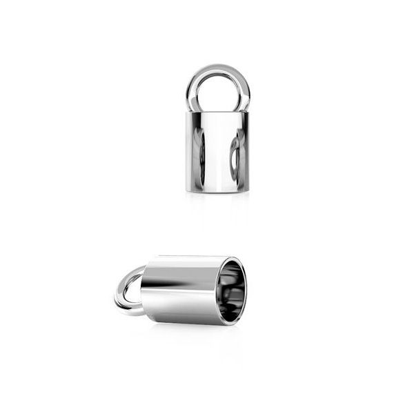 odinės juostos tvirtinimas-S16890 Odinės virvelės užsegimas, 1,7x8 mm, sidabras, 0,2 g - Paveikslėlis 1