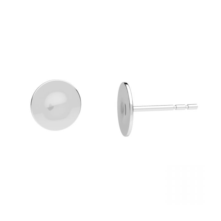 sidabriniai apvalūs auskarai Plokšti 8 mm apvalūs auskarai, Sterlingo sidabras (925) - Image 1
