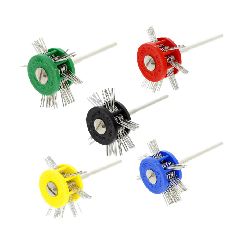 Minimat matting wire brushes for micromotor, used for metal finishing