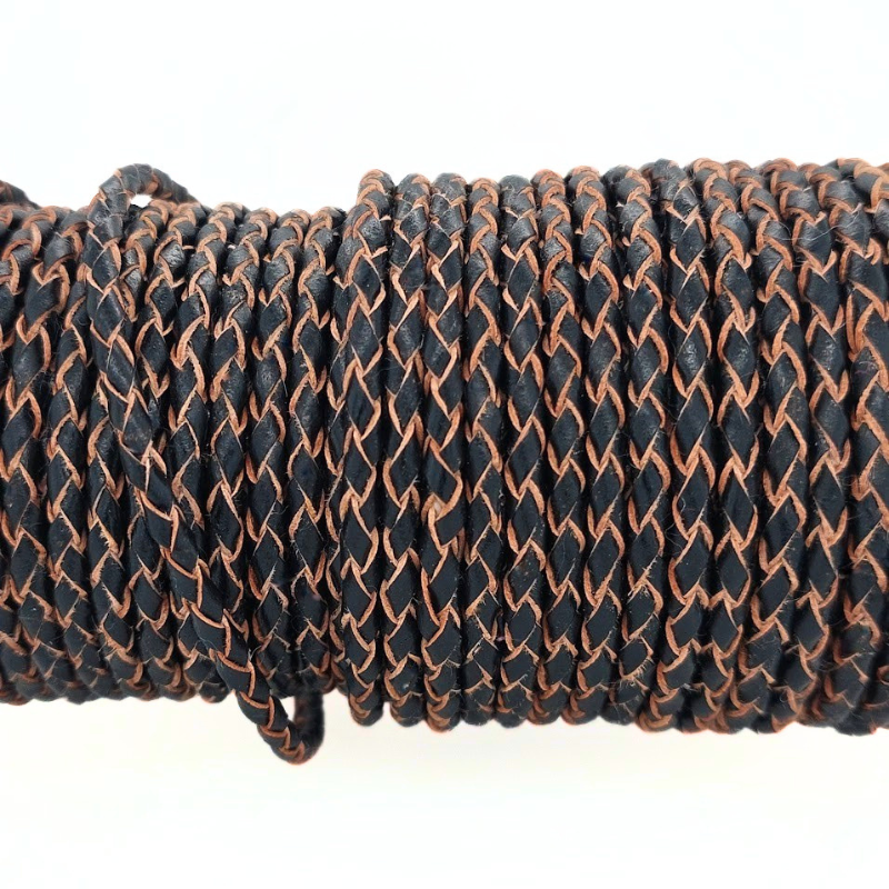Apvalus pintas odinis virvė Juoda su Ruda viduje SEBBD71 3mm Apvalus pintas odinis virvė Juoda su Ruda viduje SEBBD71 3mm