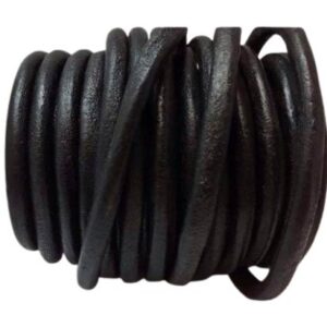 Apvali odinė virvelė 5 mm Juoda