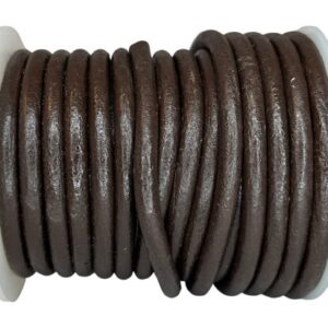 Apvali odinė virvelė - 5 mm - Ruda